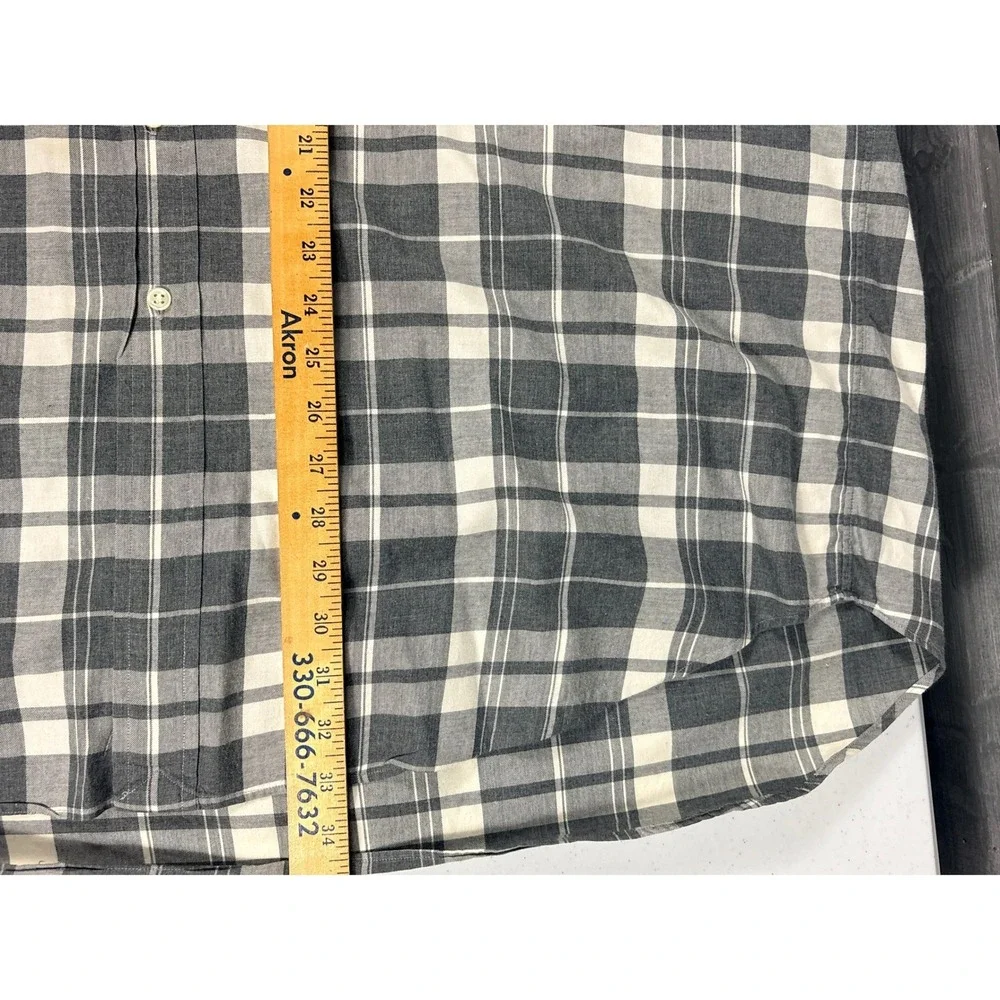 Vtg Polo Ralph Lauren Blake Shirt Mens XXL/3XL Gray Plaid Cotton Button Down